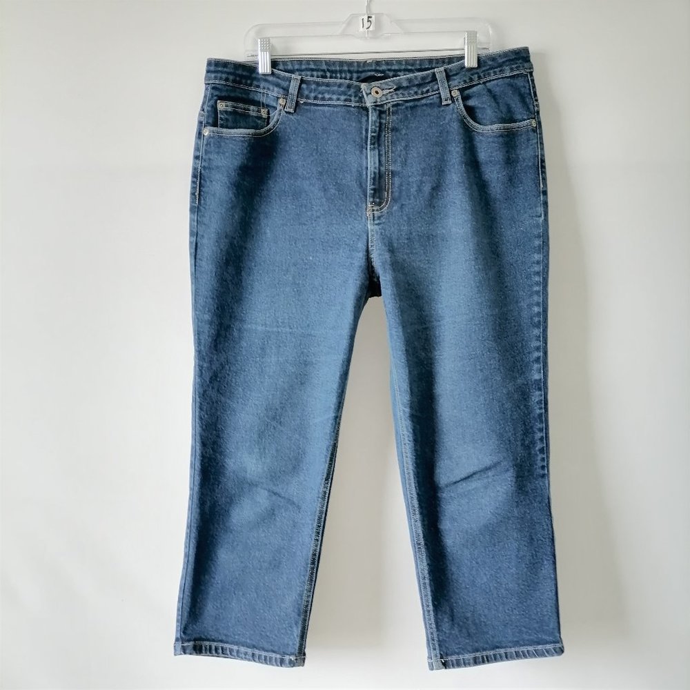 Venezia Jeans Fabian Womens Blue Medium Wash High Rise Denim Capri Jeans Size 20